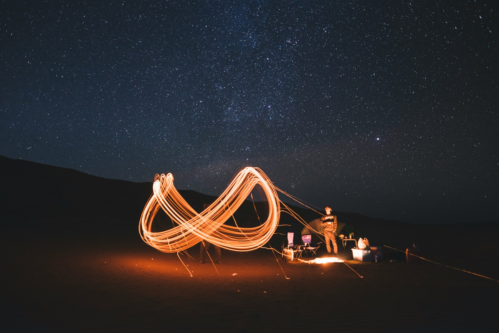 Camping under a star-filled desert sky in Oman